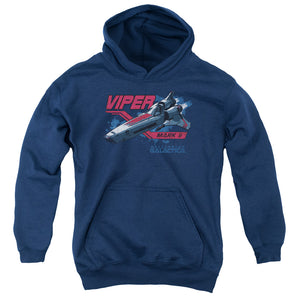 AN OFFCIALLY LICENSED BSG VIPER MARK II YOUTH HOODIE NAVY