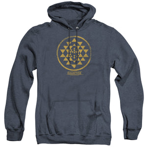 AN OFFCIALLY LICENSED BSG GOLD SQUADRON PATCH ADULT UNISEX HEATHER PULLOVER HOODIE NAVY