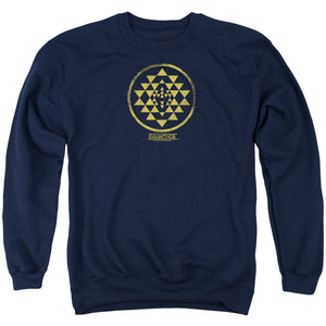 AN OFFCIALLY LICENSED BSG GOLD SQUADRON PATCH ADULT UNISEX CREWNECK SWEATSHIRT NAVY