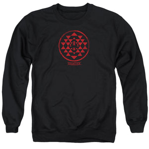 AN OFFCIALLY LICENSED BSG RED SQUADRON PATCH ADULT UNISEX CREWNECK SWEATSHIRT BLACK