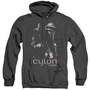 AN OFFCIALLY LICENSED BATTLESTAR GALACTICA CENTURIONS ADULT UNISEX HEATHER PULLOVER HOODIE BLACK