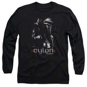 AN OFFCIALLY LICENSED BATTLESTAR GALACTICA CENTURIONS MEN'S LONG SLEEVE T-SHIRT BLACK