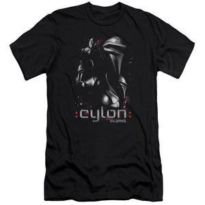 AN OFFCIALLY LICENSED BATTLESTAR GALACTICA CENTURIONS MEN'S PREMIUM SLIM FIT T-SHIRT BLACK