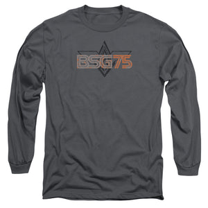 AN OFFCIALLY LICENSED BATTLESTAR GALACTICA BSG75 MEN'S LONG SLEEVE T-SHIRT CHARCOAL