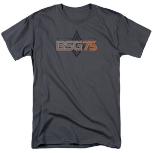 AN OFFCIALLY LICENSED BATTLESTAR GALACTICA BSG75 MEN'S REGULAR FIT T-SHIRT CHARCOAL