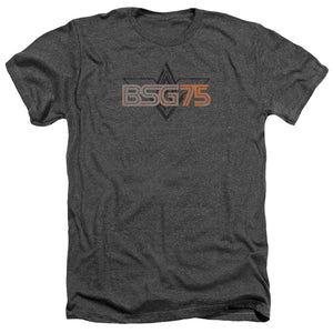 AN OFFCIALLY LICENSED BATTLESTAR GALACTICA BSG75 MEN'S HEATHER T-SHIRT CHARCOAL