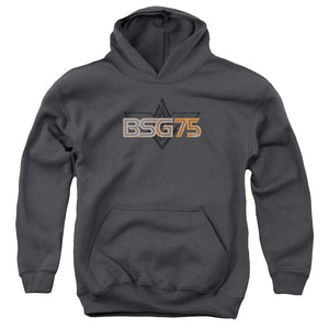 AN OFFCIALLY LICENSED BATTLESTAR GALACTICA BSG75 YOUTH HOODIE CHARCOAL