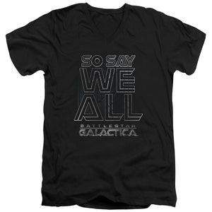 AN OFFCIALLY LICENSED BSG TOGETHER NOW MEN'S V-NECK T-SHIRT BLACK