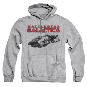 AN OFFCIALLY LICENSED BSG SHIP LOGO ADULT UNISEX PULLOVER HOODIE ATHLETIC HEATHER