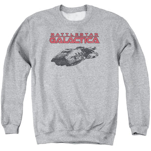 AN OFFCIALLY LICENSED BSG SHIP LOGO ADULT UNISEX CREWNECK SWEATSHIRT ATHLETIC HEATHER