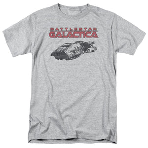 AN OFFCIALLY LICENSED BSG SHIP LOGO MEN'S REGULAR FIT T-SHIRT ATHLETIC HEATHER