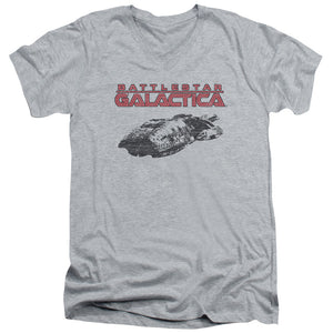 AN OFFCIALLY LICENSED BSG SHIP LOGO MEN'S V-NECK T-SHIRT ATHLETIC HEATHER
