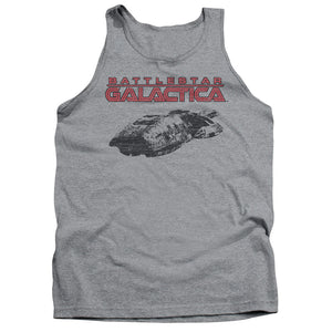 AN OFFCIALLY LICENSED BSG SHIP LOGO ADULT UNISEX TANK TOP ATHLETIC HEATHER