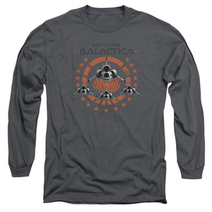 AN OFFCIALLY LICENSED BSG SQUADRON MEN'S LONG SLEEVE T-SHIRT CHARCOAL