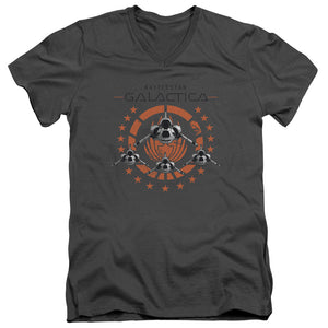 AN OFFCIALLY LICENSED BSG SQUADRON MEN'S V-NECK T-SHIRT CHARCOAL