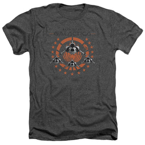 AN OFFCIALLY LICENSED BSG SQUADRON MEN'S HEATHER T-SHIRT CHARCOAL