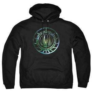 AN OFFCIALLY LICENSED BATTLESTAR GALACTICA (NEW) GALAXY EMBLEM ADULT UNISEX PULLOVER HOODIE BLACK