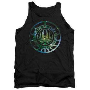 AN OFFCIALLY LICENSED BATTLESTAR GALACTICA (NEW) GALAXY EMBLEM ADULT UNISEX TANK TOP BLACK