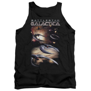 AN OFFCIALLY LICENSED BATTLESTAR GALACTICA (NEW) WHEN CYLONS ATTACK ADULT UNISEX TANK TOP BLACK