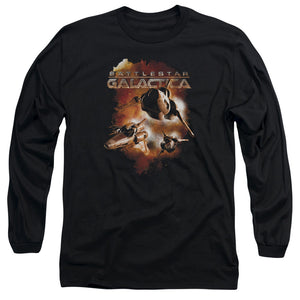 AN OFFCIALLY LICENSED BATTLESTAR GALACTICA (NEW) VIPERS STRETCH MEN'S LONG SLEEVE T-SHIRT BLACK