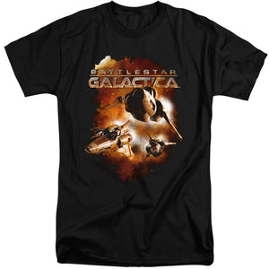 AN OFFCIALLY LICENSED BATTLESTAR GALACTICA (NEW) VIPERS STRETCH MEN'S TALL FIT T-SHIRT BLACK