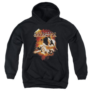 AN OFFCIALLY LICENSED BATTLESTAR GALACTICA (NEW) VIPERS STRETCH YOUTH HOODIE BLACK