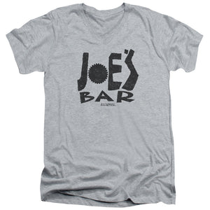 AN OFFCIALLY LICENSED BSG JOES BAR LOGO MEN'S V-NECK T-SHIRT ATHLETIC HEATHER