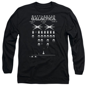 AN OFFCIALLY LICENSED BSG GALACTIC INVADERS MEN'S LONG SLEEVE T-SHIRT BLACK