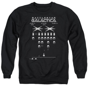 AN OFFCIALLY LICENSED BSG GALACTIC INVADERS ADULT UNISEX CREWNECK SWEATSHIRT BLACK