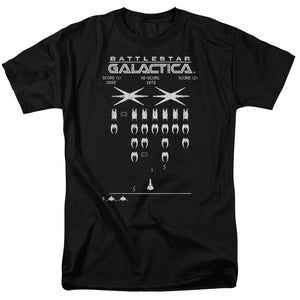 AN OFFCIALLY LICENSED BSG GALACTIC INVADERS MEN'S REGULAR FIT T-SHIRT BLACK