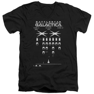 AN OFFCIALLY LICENSED BSG GALACTIC INVADERS MEN'S V-NECK T-SHIRT BLACK