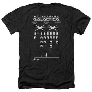 AN OFFCIALLY LICENSED BSG GALACTIC INVADERS MEN'S HEATHER T-SHIRT CHARCOAL