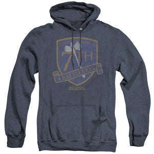 AN OFFCIALLY LICENSED BSG BATTLEAXE BADGE ADULT UNISEX HEATHER PULLOVER HOODIE NAVY