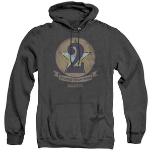 AN OFFCIALLY LICENSED BSG STRIKE FIGHTERS BADGE ADULT UNISEX HEATHER PULLOVER HOODIE BLACK