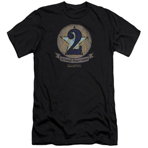 AN OFFCIALLY LICENSED BSG STRIKE FIGHTERS BADGE MEN'S PREMIUM SLIM FIT T-SHIRT BLACK