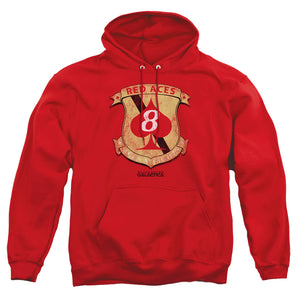 AN OFFCIALLY LICENSED BSG RED ACES BADGE ADULT UNISEX PULLOVER HOODIE RED