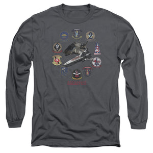 AN OFFCIALLY LICENSED BSG BADGES MEN'S LONG SLEEVE T-SHIRT CHARCOAL