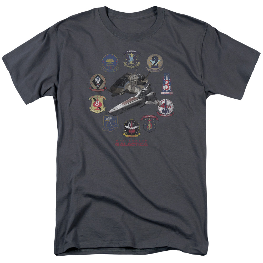AN OFFCIALLY LICENSED BSG BADGES MEN'S REGULAR FIT T-SHIRT CHARCOAL