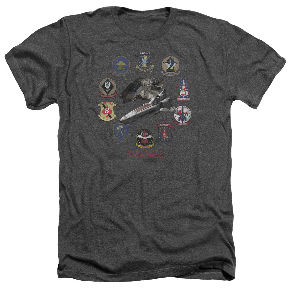 AN OFFCIALLY LICENSED BSG BADGES MEN'S HEATHER T-SHIRT CHARCOAL