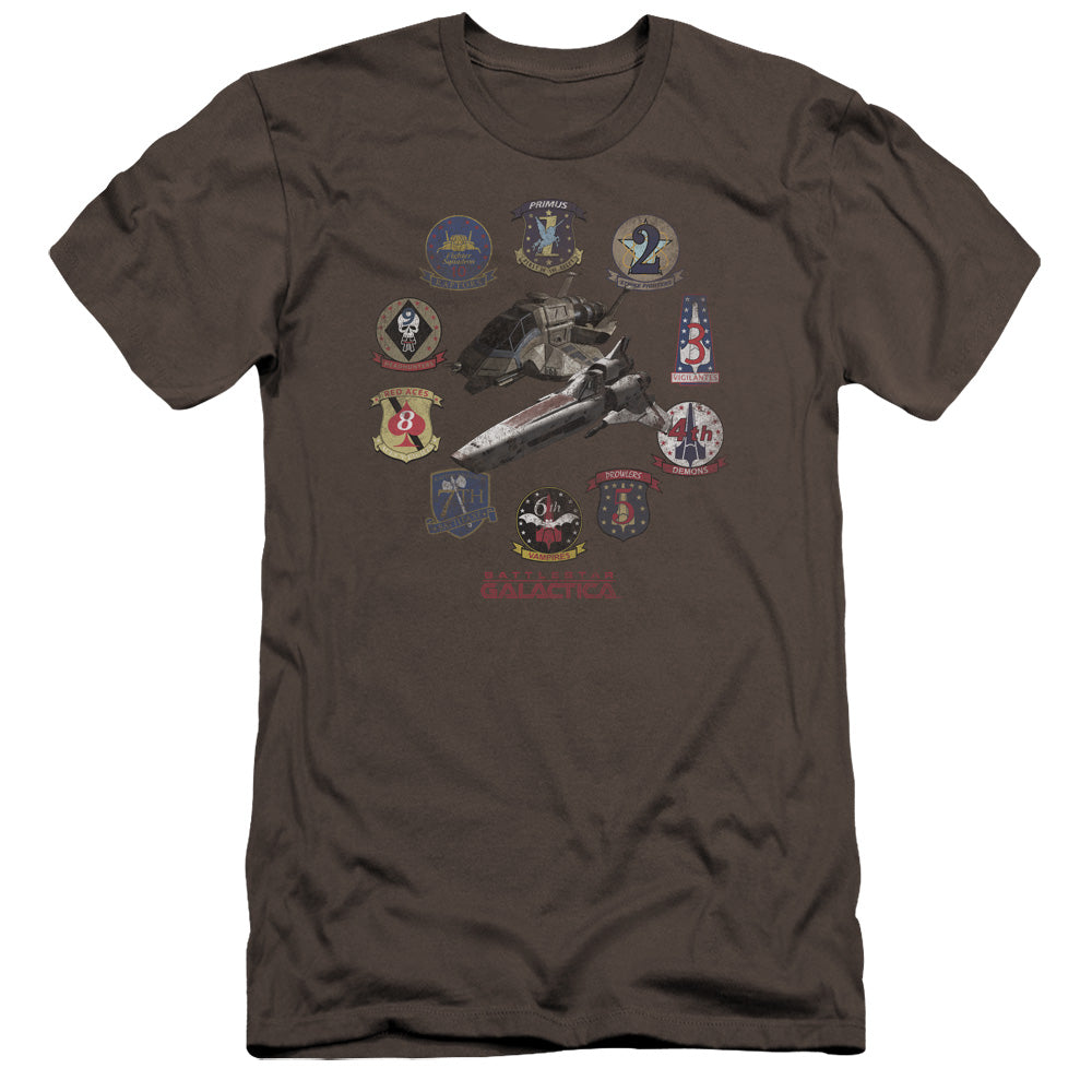 AN OFFCIALLY LICENSED BSG BADGES MEN'S PREMIUM SLIM FIT T-SHIRT CHARCOAL