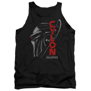 AN OFFCIALLY LICENSED BSG CYLON FACE ADULT UNISEX TANK TOP BLACK