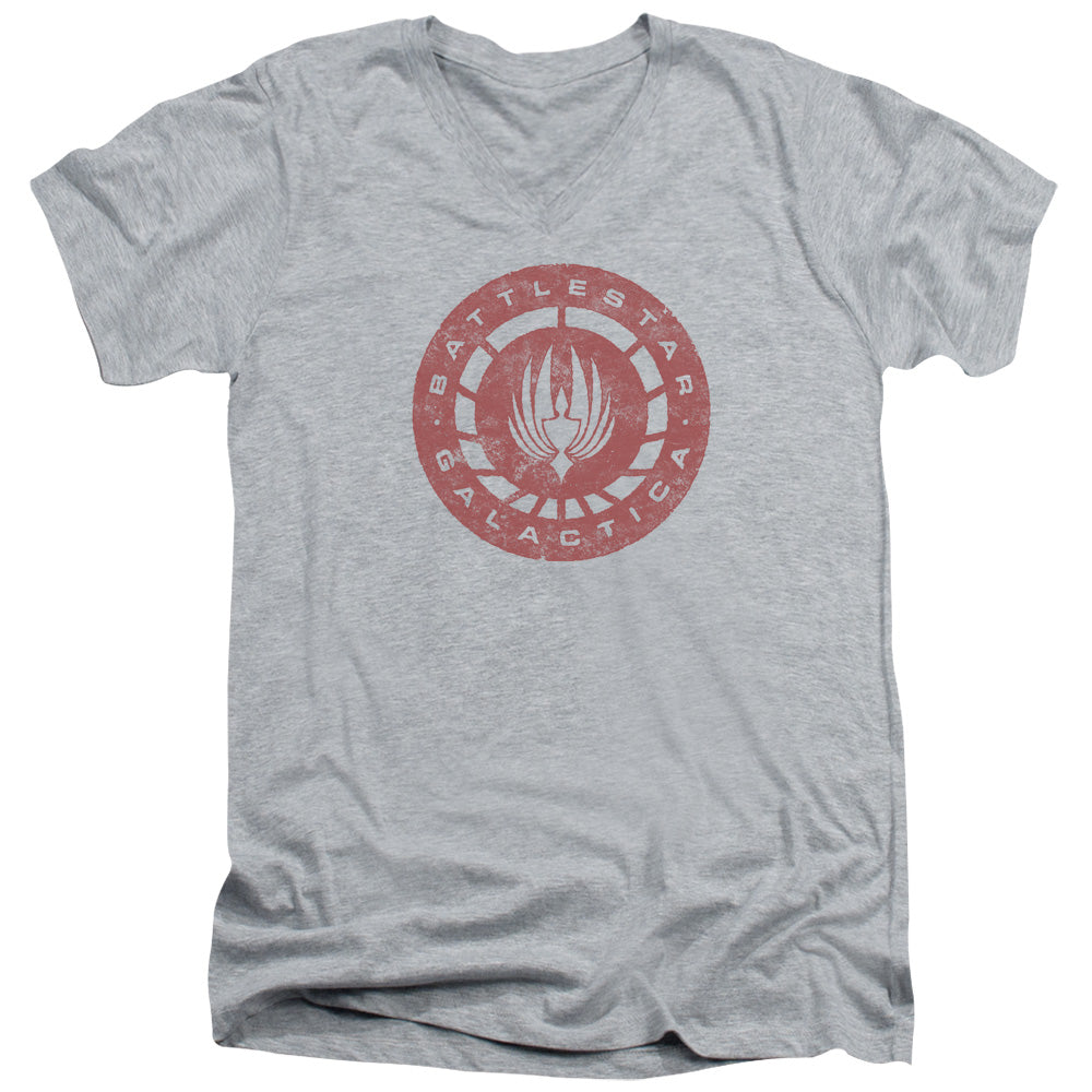 AN OFFCIALLY LICENSED BSG ERODED LOGO MEN'S V-NECK T-SHIRT ATHLETIC HEATHER