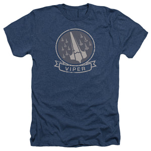 AN OFFCIALLY LICENSED BSG VIPER SQUAD MEN'S HEATHER T-SHIRT NAVY