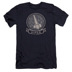AN OFFCIALLY LICENSED BSG VIPER SQUAD MEN'S PREMIUM SLIM FIT T-SHIRT NAVY