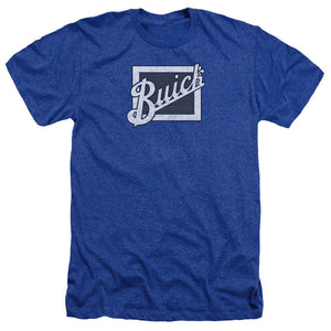 AN OFFCIALLY LICENSED BUICK DISTRESSED EMBLEM MEN'S HEATHER T-SHIRT ROYAL