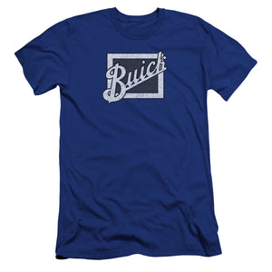 AN OFFCIALLY LICENSED BUICK DISTRESSED EMBLEM MEN'S PREMIUM SLIM FIT T-SHIRT ROYAL