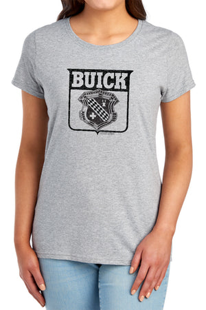 AN OFFCIALLY LICENSED BUICK 1946 EMBLEM WOMEN'S REGULAR FIT T-SHIRT ATHLETIC HEATHER