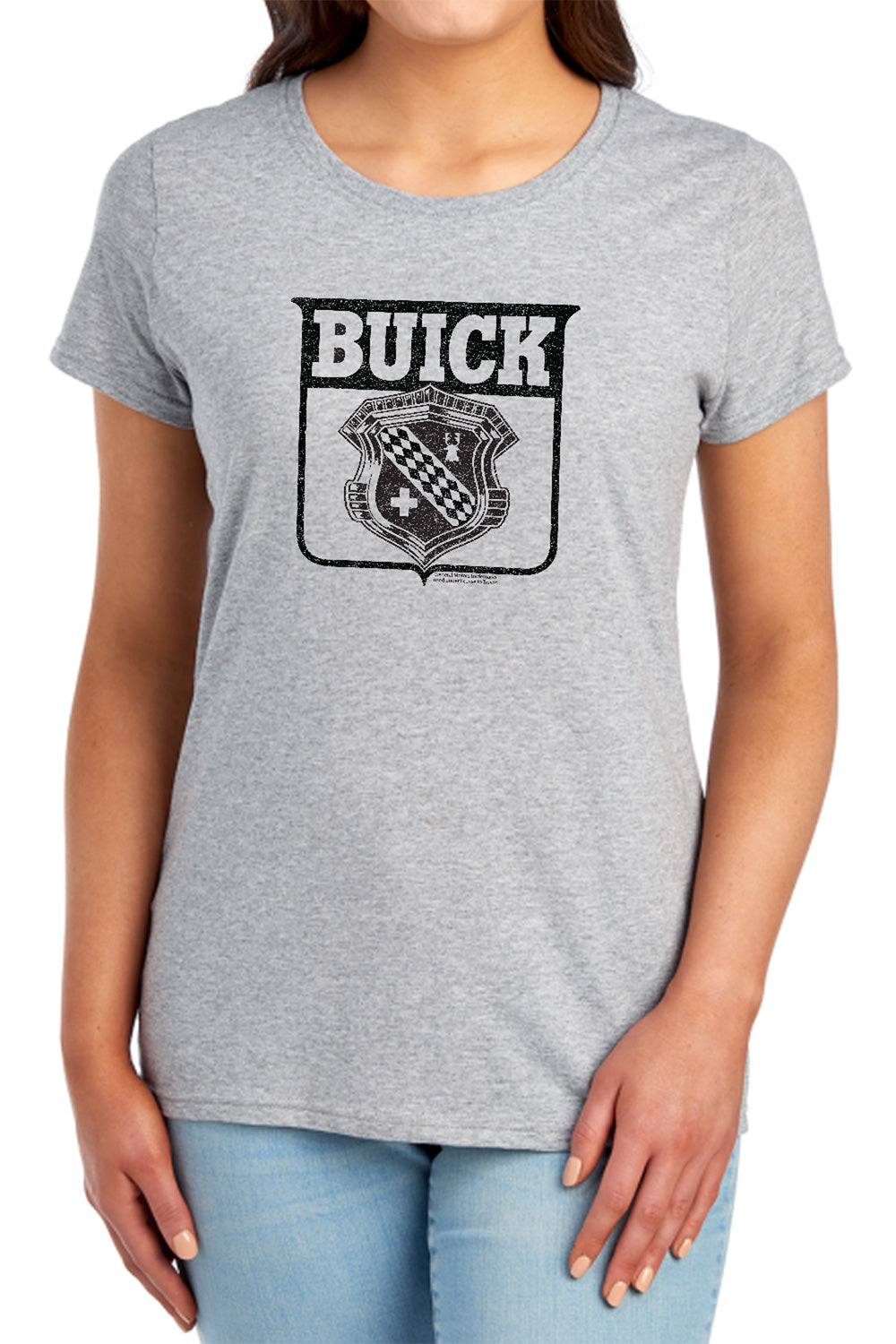 AN OFFCIALLY LICENSED BUICK 1946 EMBLEM WOMEN'S REGULAR FIT T-SHIRT ATHLETIC HEATHER