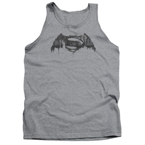AN OFFCIALLY LICENSED BATMAN V SUPERMAN CITYSCAPE LOGO ADULT UNISEX TANK TOP ATHLETIC HEATHER