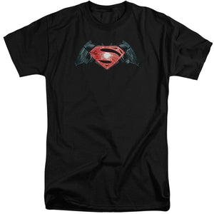 AN OFFCIALLY LICENSED BATMAN V SUPERMAN INDUSTRIAL LOGO MEN'S TALL FIT T-SHIRT BLACK